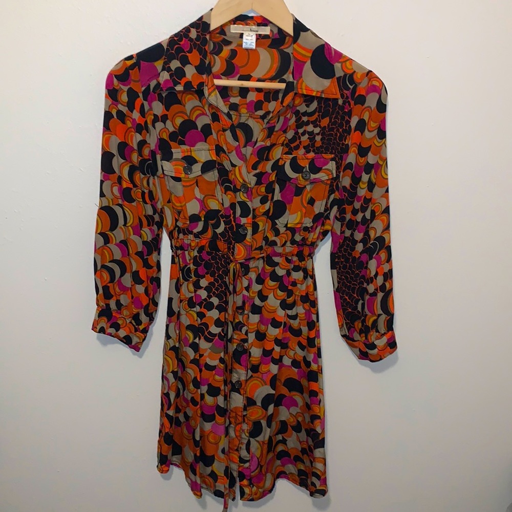 Anthropologie Multicolor Retro Print Mini Dress